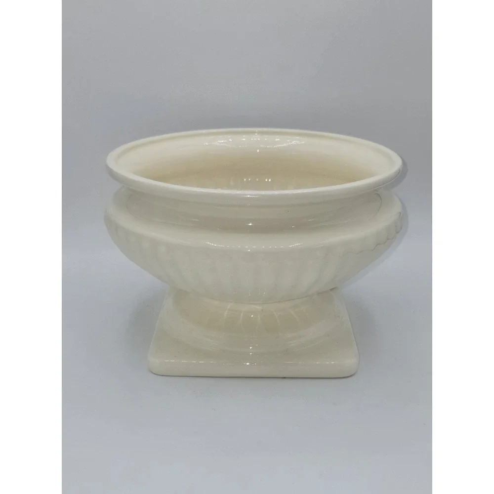 Haeger Floral Grecian Pedestal Urn Planter Ivory Ceramic Cachepot USA 8.5